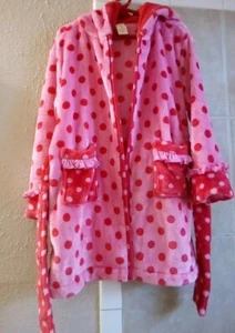Matilda Jane Girls Fleece Hooded Bath Robe Size Small(4-5) Pink & Red Polka Dots - Picture 1 of 6