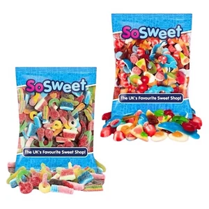 2kg Pick n Mix - Jelly Fizzy Gummy Sweets - 1kg Bags - Party Selection - SoSweet - Picture 1 of 8
