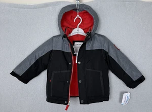 Carter’s Hooded Jacket Boy 4T Black/Gray Quilted Soft Poly Fill Water Resist NWT - Picture 1 of 9