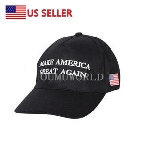 2024 Donald Trump Mega Make America Great Again Gorra Bordada Bandera de EE. UU. Negra - Imagen 1 de 7