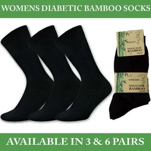 Mens Womens Bamboo Socks Diabetic Non Elastic Super Soft Loose Top Sock 3 6 Pair - Picture 1 of 34