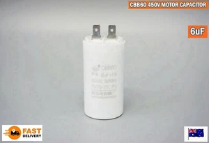 CBB60 450V AC Motor Run Capacitor 6uF 2 PIN 25/70/-20C 50/60Hz (G53AB) - Picture 1 of 6