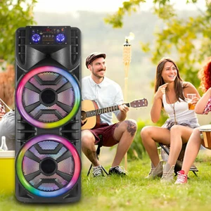 Dual 12" Bluetooth Speaker LOUD Subwoofer Heavy Bass Sound System Party & Mic - Picture 1 of 11