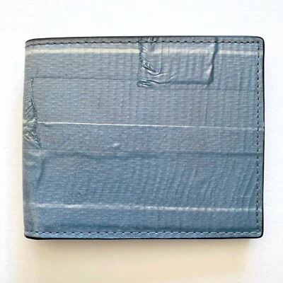 JACK SPADE NY RARE BLUE WASHED DENIM PRINT LEATHER BIFOLD MENS WALLET - NEW - Image 1 of 4