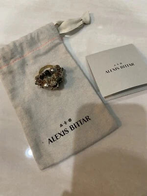 Anillo Alexis Bittar llamativo/cóctel - talla 9 en oro, verde, beige, crema Foto 1 de 4