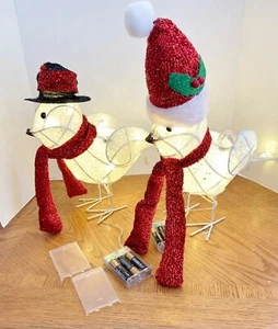 Pair Glintor 17' Wired Lighted Holiday Christmas Party Table Decor Snow Birds - Picture 1 of 7