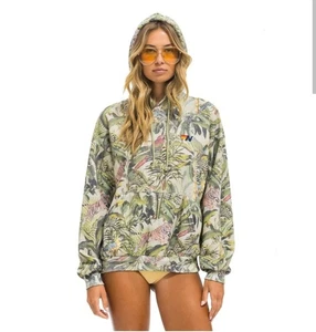 Neu Damen Aviator Nation Hoodie Sweatshirt Sand Jungle Tiger Relaxed Fit Gr. M - Bild 1 von 6