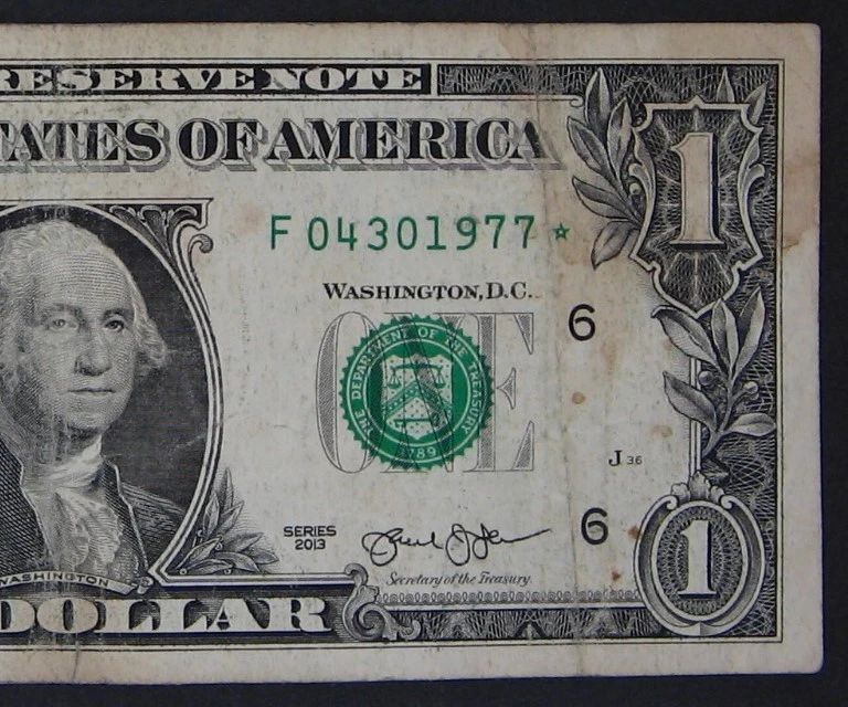 2013 $1 (ONE DOLLAR) - STAR NOTE - "F" - ANNIVERSARY, BIRTHDAY, DEATH - 1977 - Image 1 of 3
