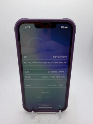 Apple iPhone 14 - Purple - 128GB - as-is for salvage/parts/disassembly - Image 1 of 4