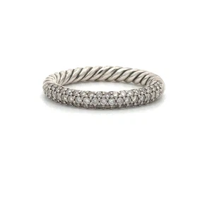 David Yurman 925 Sterlingsilber Mercer Pave Diamant Bandring, Größe 7 - Bild 1 von 4