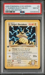 2000 Pokemon Gym Heroes Lt Surge's Electabuzz Holo 1st Edition 6/132 PSA 8 NM-MT - Picture 1 of 2