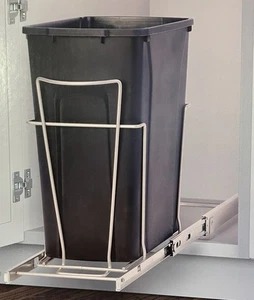 New! Pull Out Trash Can & Heavy Duty Slides: 100 Lbs-Fits 12” Or Larger Cabinet - Picture 1 of 3