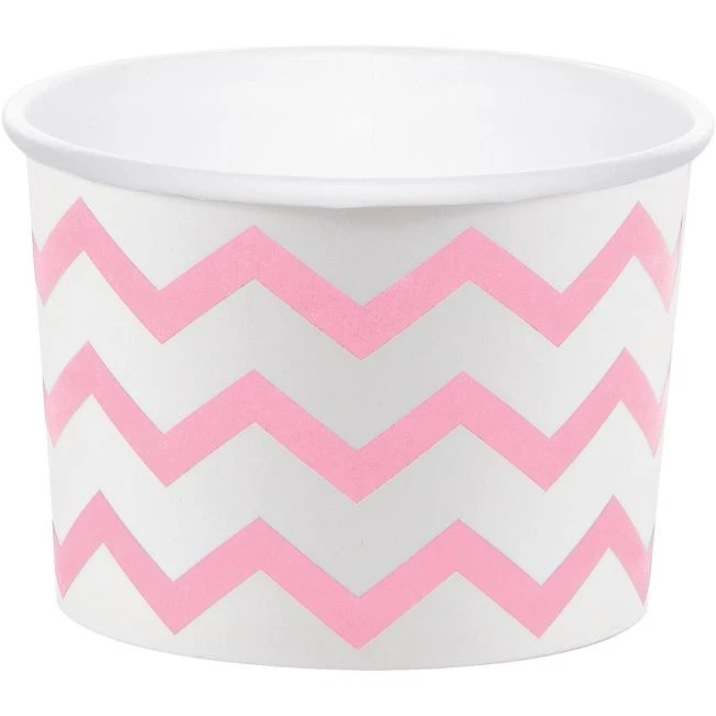Pink Chevron Stripe Paper Treat Cups 6 Per Pack 2.5" x 3.5" Tableware Supplies - Image 1 of 1