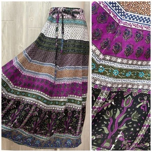 Vintage Her Style Maxi Skirt Purple India Floral Hippie Wrap S/M - Picture 1 of 9