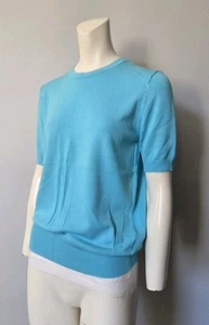 Zara Pullover Kurzarm Rundhals Pulli Oberteil Damen Gr. L blau (#141) - Bild 1 von 8
