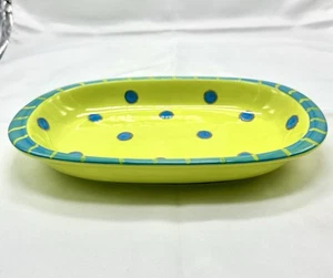 Berryware Butter Plate Oval Trinket Dish Plate Polka dots Blue Green - Picture 1 of 8