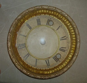 Antique Clock Dial, Bezel & Dome Glass, Brass. Ornate - Picture 1 of 9
