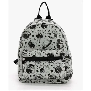 New Celestial Black & White Cat Kitten Mini Backpack Star Moon Womens Bag Purse - Picture 1 of 2