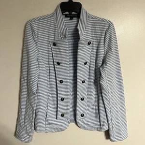Women’s Tommy Hilfiger Blue & White Striped Jacket w/ Signature Buttons Medium - Picture 1 of 10