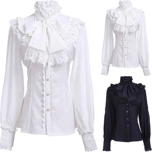 Elegant Victorian Blouse Womens Gothic Lolita Shirt Classic Vintage Top - Picture 1 of 28