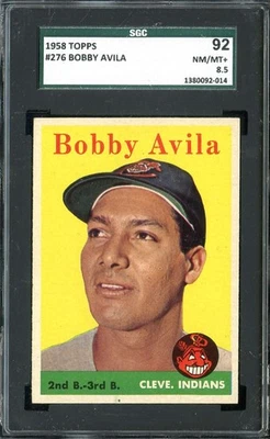 1958 Topps #276 Bobby Avila SGC 8,5 indios bien centrados *DS14621 Foto 1 de 2