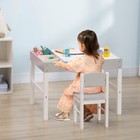 Two-Piece Table and Chair Set Kids Desk and Chair Set w/ Storage Space - Grey