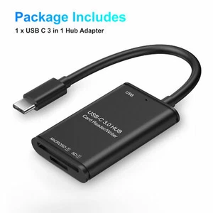 Up to 5Gbps 3 in 1 USB 3.0 Type C To SD/TF Card Reader Hub USB Adapter Converter - Picture 1 of 11