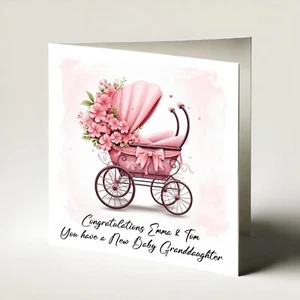 Personalised New Grandparent Congratulations Its A Girl New Baby Grandparents - Picture 1 of 11