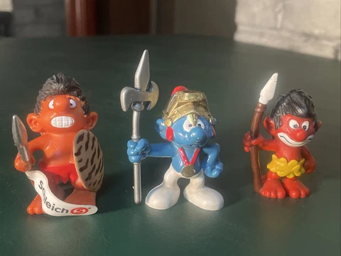 Jungle Smurf Caveman Smurfs Peyo Bully Vintage Toy Figure Variants Spear Guard Cover