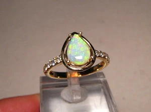 Edelstein Opal & Diamant Ring, massiv 14 Karat Gelbgold - Bild 1 von 7