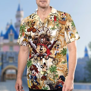 Mickey Mouse Pirates of The Caribbean 3D Hawaii Shirt All Over Print Best Price - Picture 1 of 3