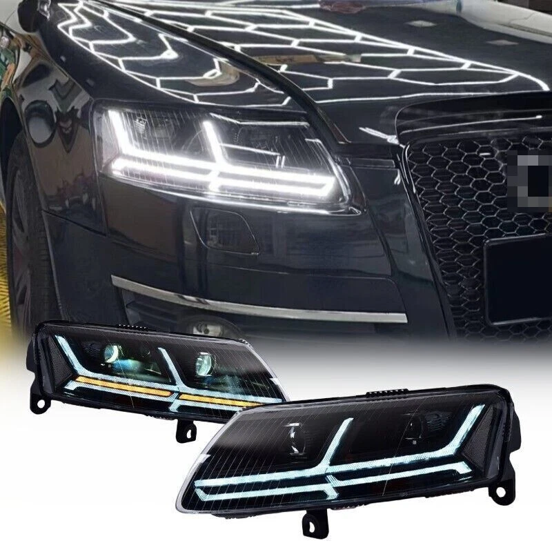 For 2004-2011 Audi A6 A6L C6 S6 LED DRL Headlights With Sequential Turn Signal - Imagem 1 de 4