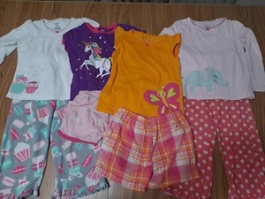 Lot of 4 Girls Size 5 Pajamas Carters short and long sleeve matched 2pc sets - Picture 1 of 24