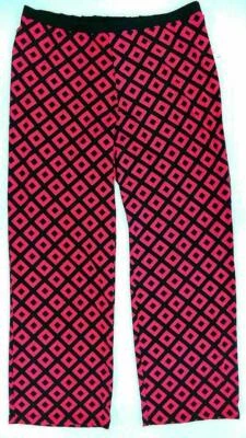 NY Collection Misses Women Stretch Casual Pants SZ L Pink Black Checkered New - Image 1 of 2