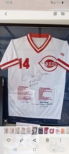 Pete Rose Cincinnati Reds signed Charlie Hustle statistics Hit King framed - Picture 1 of 4