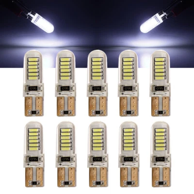 10Pcs T10 W5W 194 168 4014 12SMD Silica CANBUS ERROR FREE LED Light Bulbs 12V - Image 1 of 4
