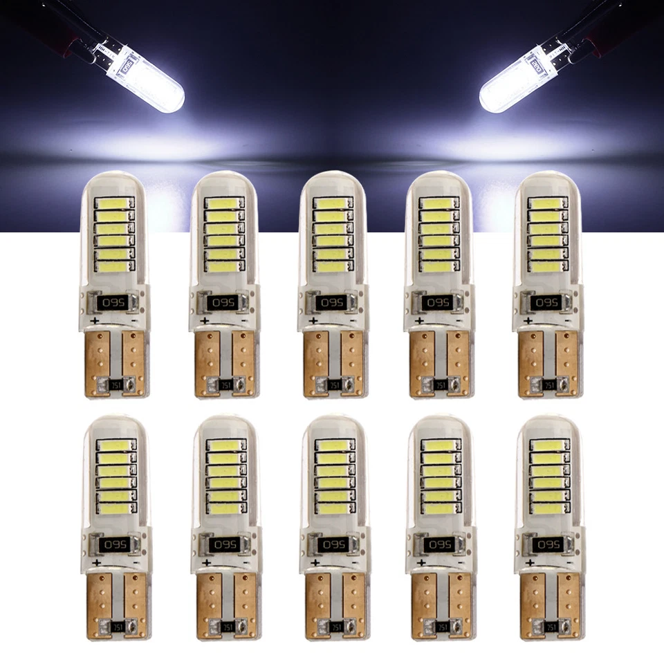 10Pcs T10 W5W 194 168 4014 12SMD Silica CANBUS ERROR FREE LED Light Bulbs 12V - Image 1 of 4