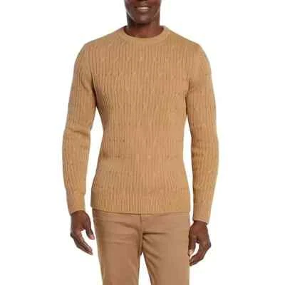 NWT Express Men's Cable Knit Sweater Pecan Size Small - Image 1 of 3