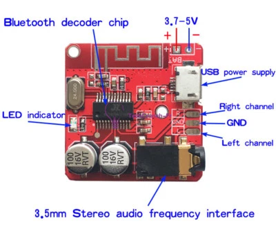 3.7V-5V Mini Bluetooth 4.1 MP3 Decoder Audio Receiver Lossless Amplifier Module - Photo 1/4