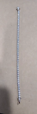GORGEOUS STYLISH 925 GOLD TONE STERLING SILVER CUBIC ZIRCON TENNIS 7" BRACELET - Image 1 of 4
