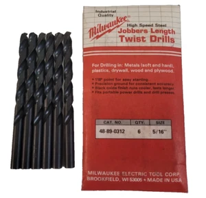 48-89-0312 5/16" X 5" OAL Milwaukee Drill Bit Pack of 6 - Foto 1 di 5