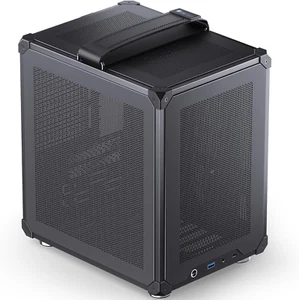 C6-ITX Black Mini ITX Handled Mesh PC Case, Simple Compact Desktop ITX Chassis, - Picture 1 of 7
