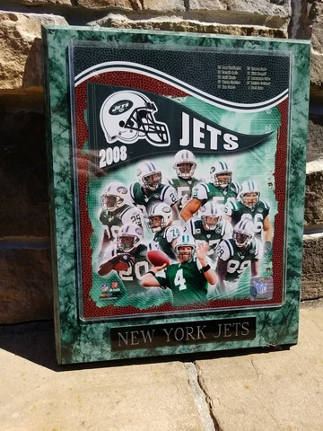 Plaque 2008 NY New York Jets Brett Favre Wood Framed Football Tickets Superbowl Cover
