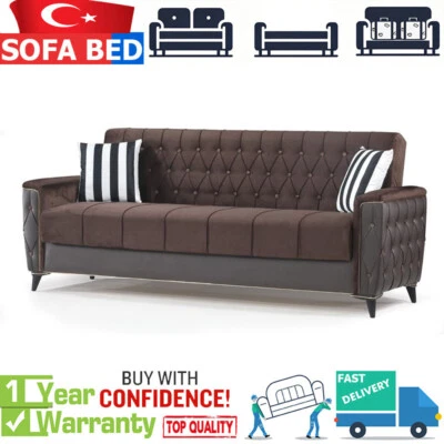 DS STORE Luxurious Modern Turkish Ottoman 3 Seater Sofa Bed with Storage and Cushions