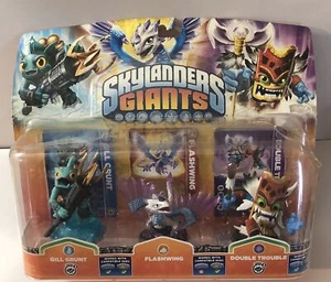 Skylanders Giants - Pacchetto Figurine Gill Grunt / Flashwing / Double Trouble Wear - Foto 1 di 6