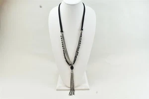 Heidi Daus Flapper Necklace Long Black Drop Crystal Tassel Statement - Picture 1 of 4