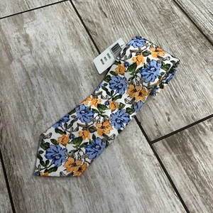 RARE Paul Fredrick Floral Tie Necktie Cotton Linen Made In Italy BRAND NEW - Picture 1 of 8