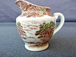 Vintage Nasco Brown Transferware Mountain Wood Land 12 oz Creamer - Picture 1 of 12