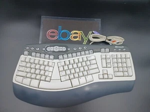 Vintage Microsoft Natural MultiMedia Keyboard 1.0A Ergonomic PS/2 WHT/GRY RT9470 - Picture 1 of 2