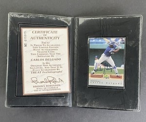Carlos Delgado Toronto Blue Jays  Hand Signed Baseball Card W/ Treat COA